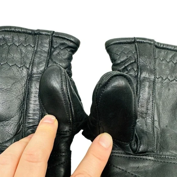 J.M. Rubin & Sons Leather Ski Gloves Mittens 70th Lined Women Size S Black Vtg - Picture 4 of 10